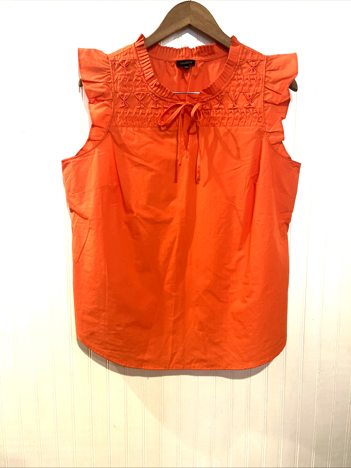 Talbots large smocked ruffle split neck garden sh… - image 7