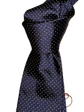  85 NWT T.M. LEWIN Navy Blue w/Yellow pindots handmade 3.25" woven silk neck tie