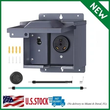 30 Amp RV Power Outlet Box with Breaker, 125V NEMA TT-30R RV Outlet, Weatherproo