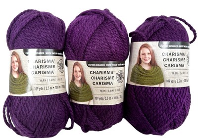 3~Loops Threads Yarn Charisma DARK VIOLET J03  109 yds 3.5 oz Bulky 5 8mm