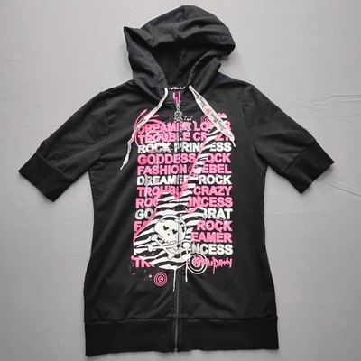 Abbey Dawn Avril Lavigne Emo Full Zip Hoodie Womens Large Short Sleeve