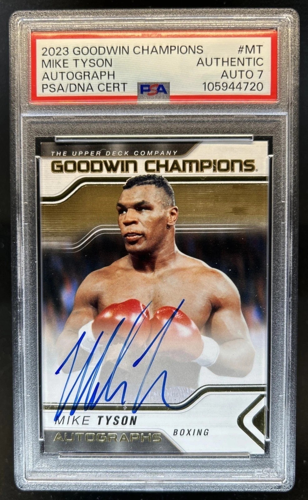 Mike Tyson Signed Auto 2023 Goodwin Champions MT Trading Card PSA DNA NM 7