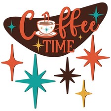 6 Pcs Mid Century Modern Decor Coffee Time Mcm Decor Retro Atomic Star Wall A...