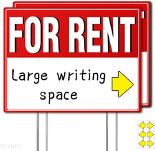 2 Pack for Rent Sign with Stakes, 17X13" Double-Sided Yard Sign - Extra Large Wr
