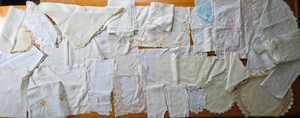 48 Antique Vtg Linen Lot-Runner Towels Lace Linen Doilies Embroidered Redwork