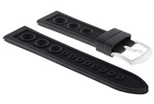 20MM RUBBER DIVER WATCH STRAP BAND FOR 43MM U-BOAT WATCH B B 8015 CHRONO BLACK