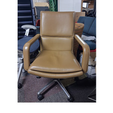 Brown Leather Operator/Task Chair Swivel Armrests Height Adjustable
