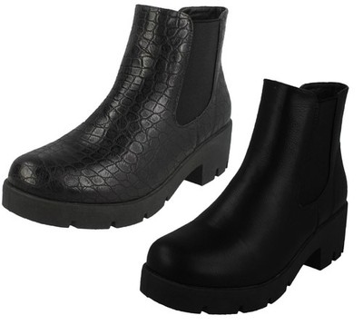 Damen Spot On Chunky Stiefeletten