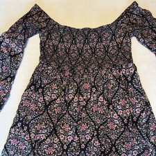 Torrid Black & Pink Floral Off the Shoulder Smocked Dress - Sz 1 - 1X