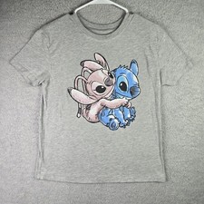 Disney Stitch and Angel T Shirt Adults Small Gray Movie Lilo and Stitch Hawaii
