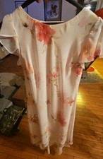 Vintage 90s Jessica Howard Maxi Dress Size 8 Women’s Cream Pink Floral Layered