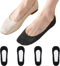 4-Pairs Women No Show Socks Non-Slip Thin Low Cut Loafer Footies Invisible Socks