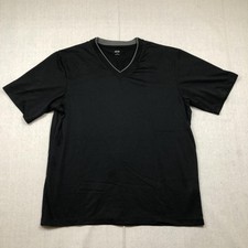 Uniqlo AIRism Shirt Mens Size M Black V-Neck Short Sleeve Mesh Activewear