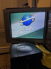 Sega Saturn Model 2 Console W/ Controller Cables 4 Games Tested Working