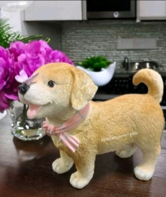 Spring Golden Retriever Dog Lab Puppy w/ Butterfly On Nose Figure Statue Decor