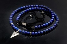 Collier En Lapis Lazuli Naturel Et Argent 925 - Longueur 50.8 Cm, Perles 2 Mm, Neuf Sans Emballage