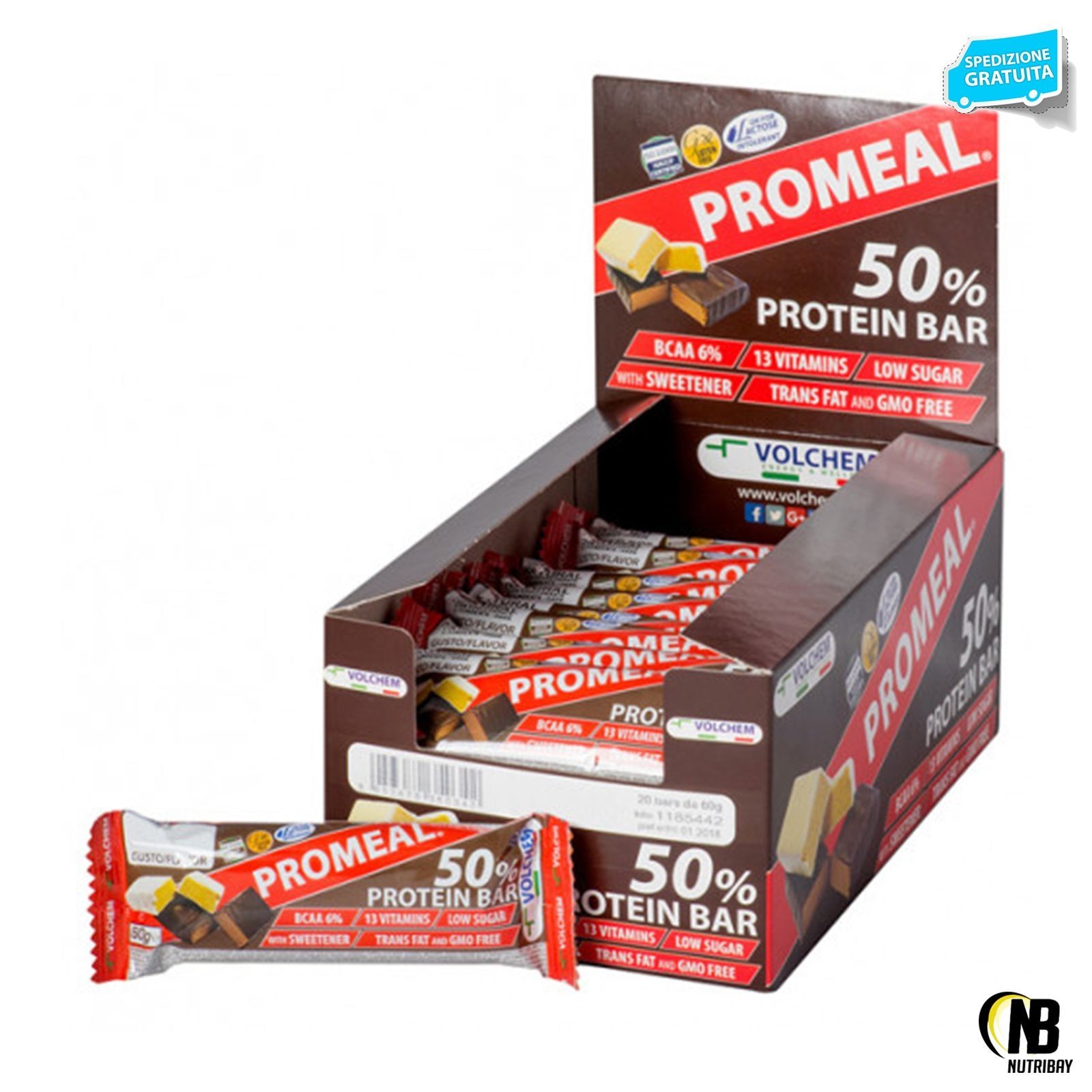 Promeal 50% Volchem 20 Barrette da 60g | Proteine Alto Valore Biologico