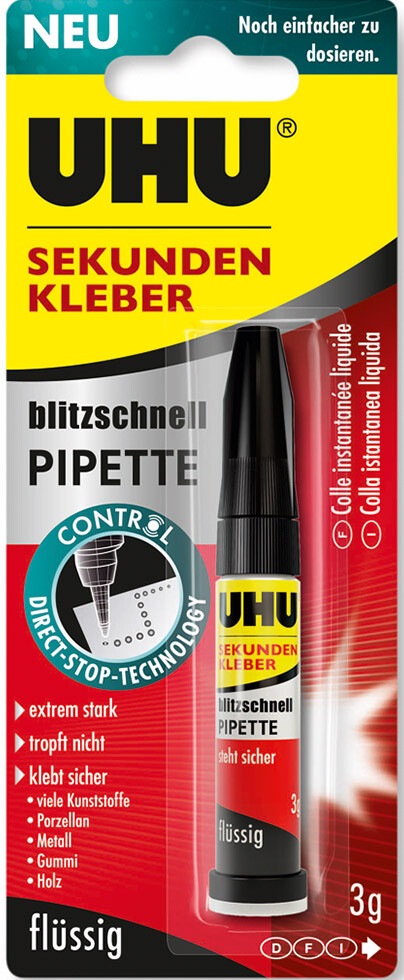 Uhu Sekundenkleber 3G M.Pipette - Klebstoff, Kleber, Leim,