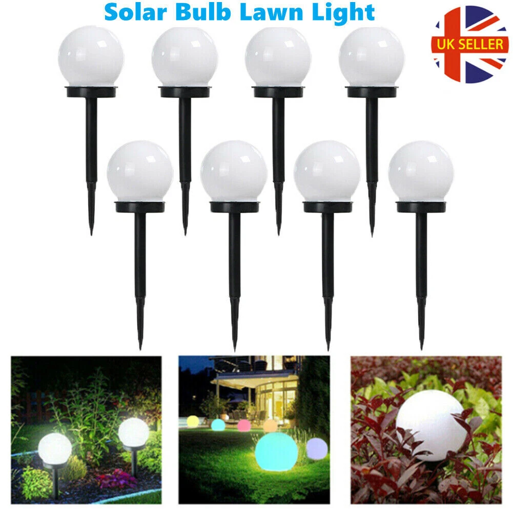4 8PC Solar Power Stake Lights Garden Globe Lamps LED Ball