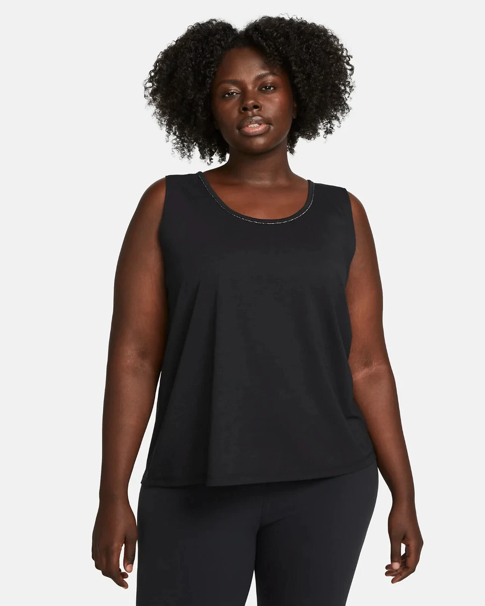 Nike Yoga Dri-FIT Women's Metallic Trim Tank Black (Plus Size) 2X 3X DN6495