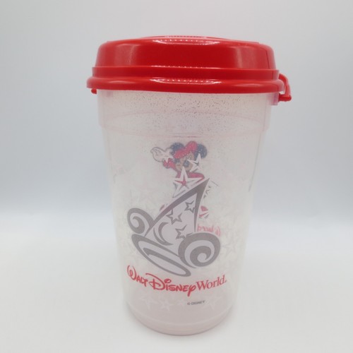 Whirly Walt Disney World Mickey Mouse Plastic Cup Bucket Clear Red Top 9" Tall - Picture 3 of 8