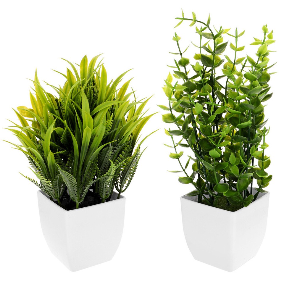 2 Pcs Green Decor Home Artificial Potted Plant Lifelike Plants eBay