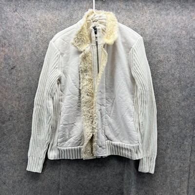 Armani Exchange Jacket Women Small Beige Full Zip Knitted