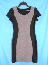 NEESHA Women's GRAY/BLACK Mid-Weight Knit COLORBLOCK Back-Zip BODYCON DRESS Sz M