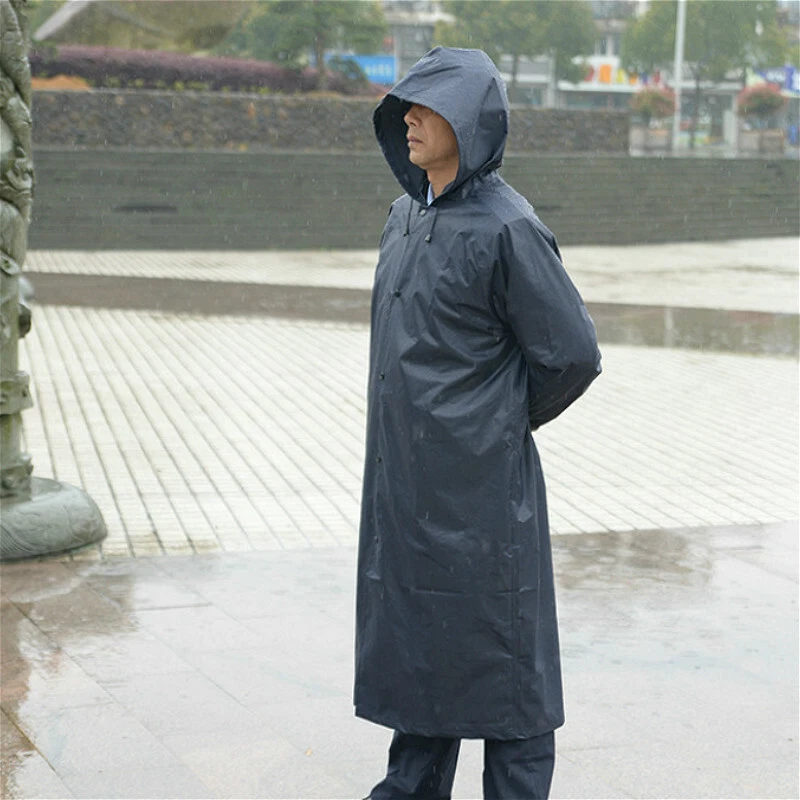 Hommes Adultes Veste de Pluie Imperméable Capuche Manteau Long Extérieur  Travail