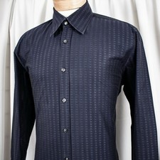 HUGO BOSS Midnight Navy Blue Paisley Cotton Men Dress Shirt Size XL
