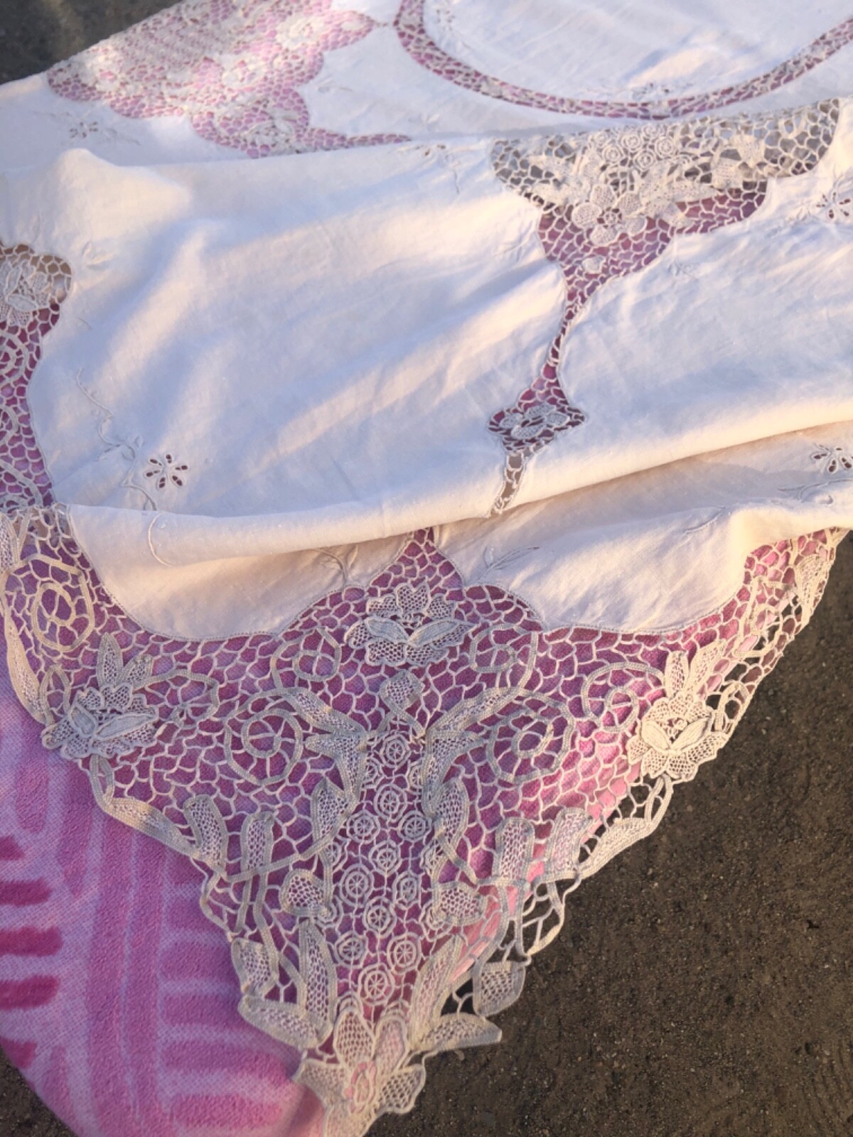 Antique linen and lace tablecloth vintage eBay