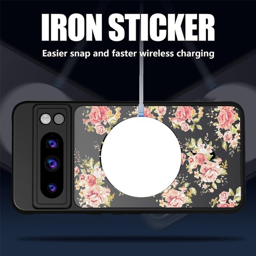 Phone Case For Google Pixel 9 Pro XL 9A 8 7 Magnetic Hybrid Flower Matte Cover - Picture 6 of 17