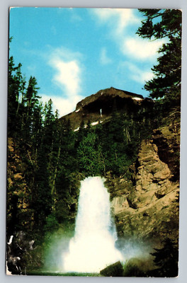 Trick Falls And Rising Wolf Mountain Glacier Park Montana 60s Vintage Postcard