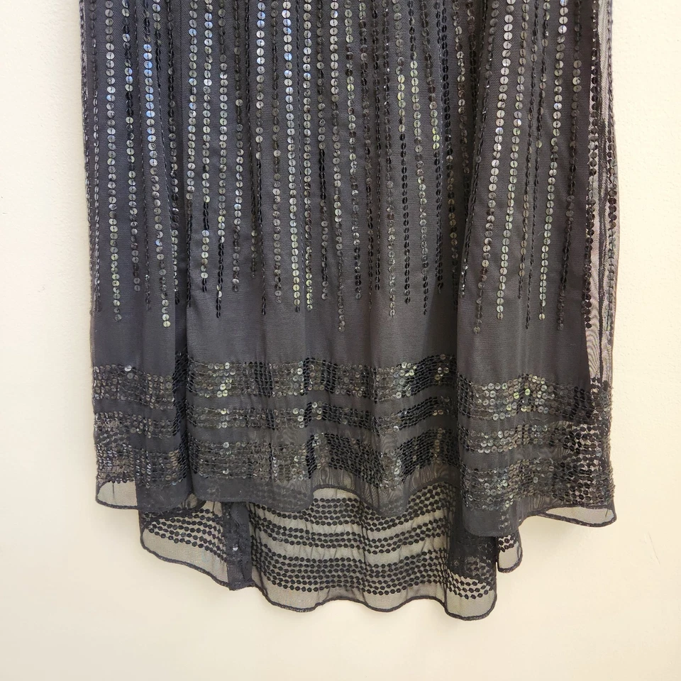 Falda BCBG Maxazria Para Mujer XS Negra Lentejuelas Alta Baja Caprichota Fiesta Halloween Foto 3 de 4