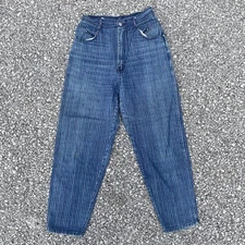 VTG Gitano Jeans Womens 10 Blue Pinstriped High Waist Mom Barrel Leg Baggy Boho