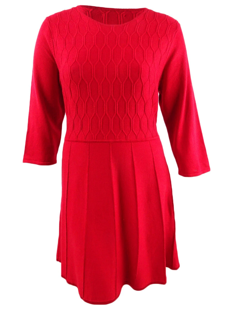 Jessica Howard Women s Plus Size Textured Sweater Dress 1X Red