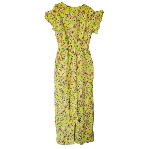 Tea Collection Flutter Sleeve Button Jumpsuit Yellow Floral Girls size 12 100% C - Picture 7 of 10