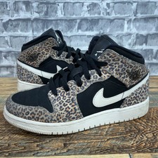Nike Air Jordan Retro 1 Mid SE GS Leopard Cheetah Print Black Bq6931 021 Sz  7 for sale online | eBay