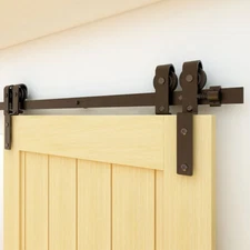 CCJH 6.6FT Bypass Sliding Barn Door Hardware Kit Single Track Double Doors