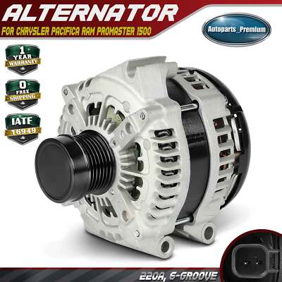 Alternator for Chrysler Pacifica Voyager Ram ProMaster 1500 220A 12V CW 6-Groove