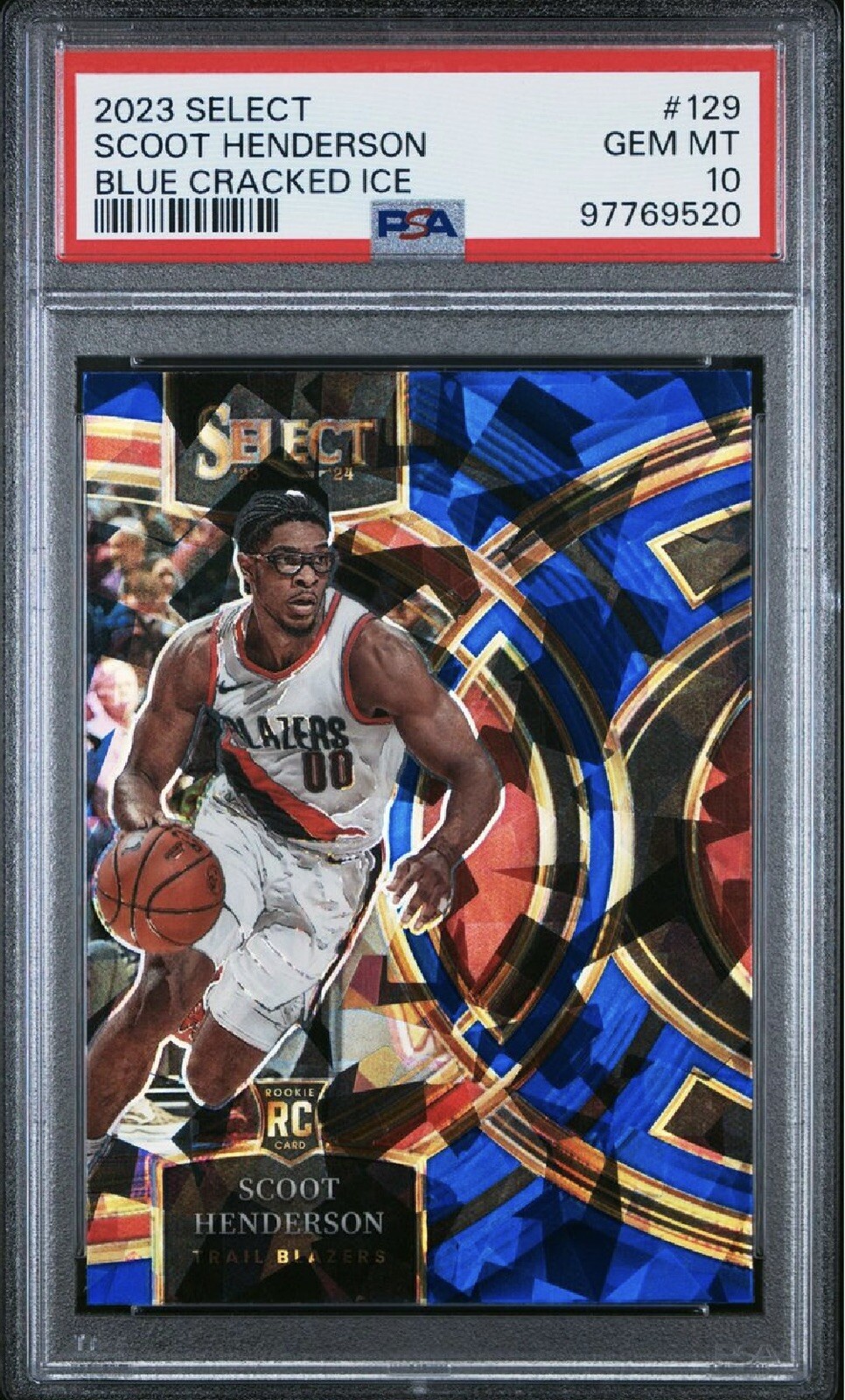 2023 Select Scoot Henderson #129 RC Blue Cracked Ice Premier PSA 10 Gem Mint