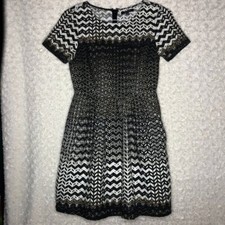 Madewell Songbird Chevron Brown Linen Cotton Lined Midi Dress Size 2