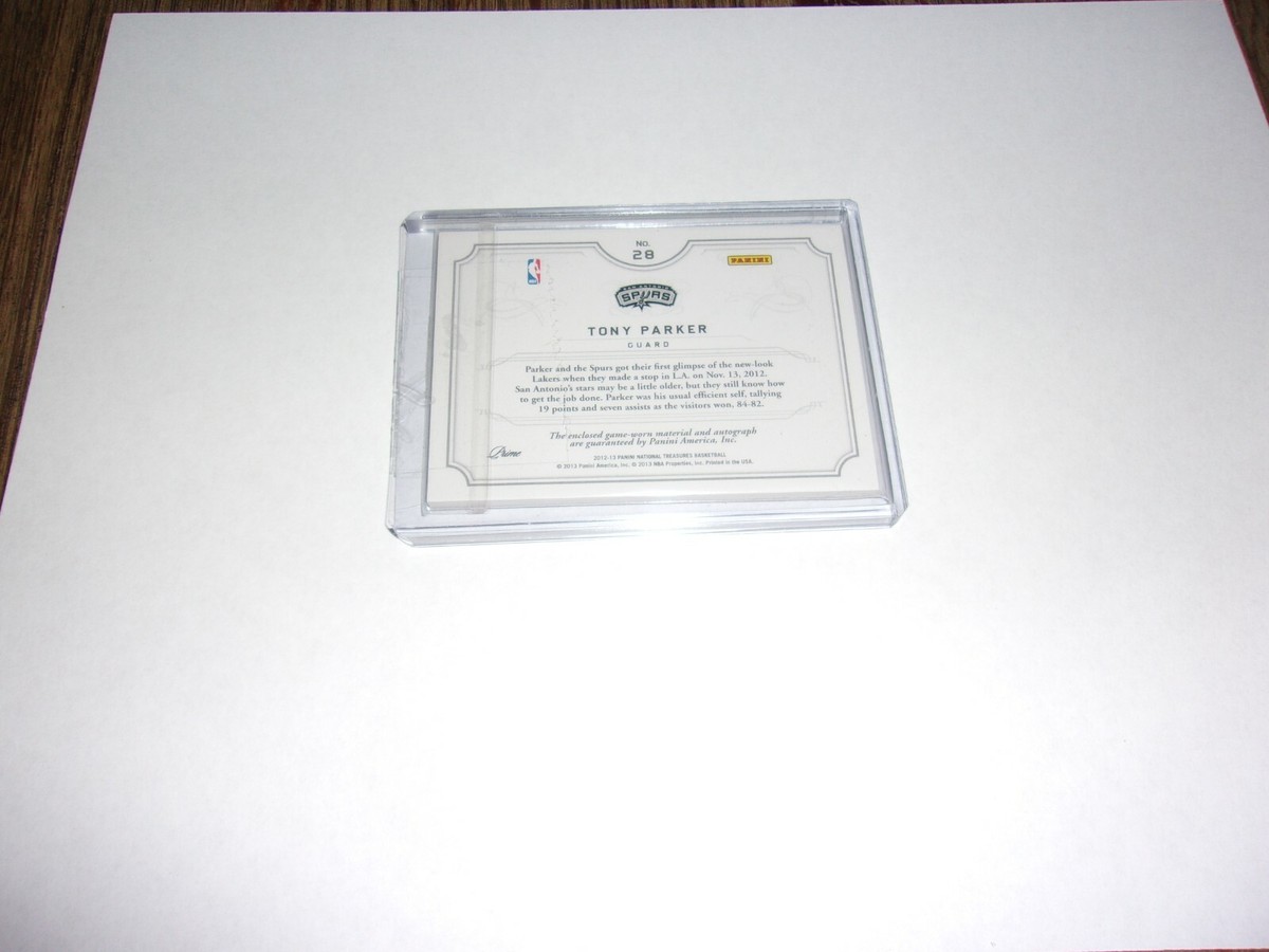 TONY PARKER 16 NATIONAL TREASURES GAME USED DUAL JERSEY AUTO 24/25