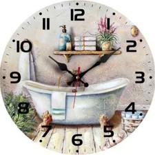 Beautiful Vintage Bathtub & Shelf - 30cm Wall Clock - Ideal for Bathroom