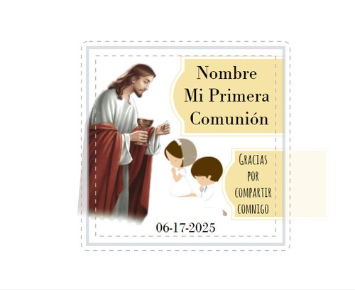 ADESIVI PRIMA COMUNIONE RECUERDOS FIESTA DIFERENTES TAMANOS PERSONALIZZAZIONE - Foto 2 di 16
