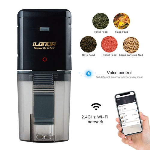 WiFi Automático Acuario Pecera Alimentador de Alimentos Dispensador Temporizador Control por Voz C5O2