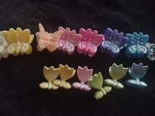 Vintage Barrettes Girl's Hair Care Butterfly Tulips 1990s Rainbow