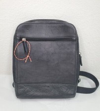 Vintage Fossil Crossbody Bag Black Leather Fold Over Messenger Bag Courier
