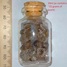 Fluorescent Petroleum Quartz long wave glowing crystals 20ml glass jar with cork