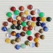100pcs Mixed Natural Stone 6mm Round Cab Cabochon for DIY Jewelry Making